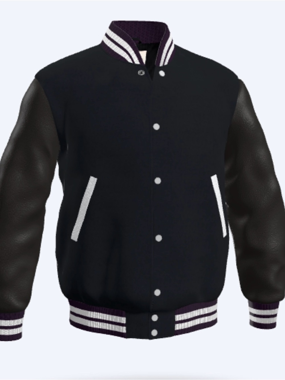 Men's Black Bomber Varsity Jacket with Dark Brown Leather Sleeves